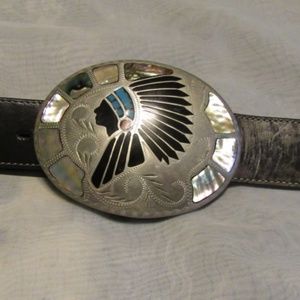 JOHNSON & HELD INDIAN BUCKLE & LEEGIN LEATHER BELT